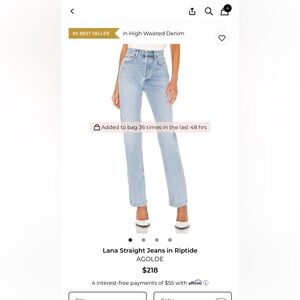 Agolde Lana Straight Leg Jeans in Light Blue Riptide